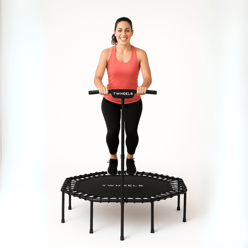 Fitness - Trampolin – höhenverstellbar mit T - Griff & Bungee - Federung - TWHEELS