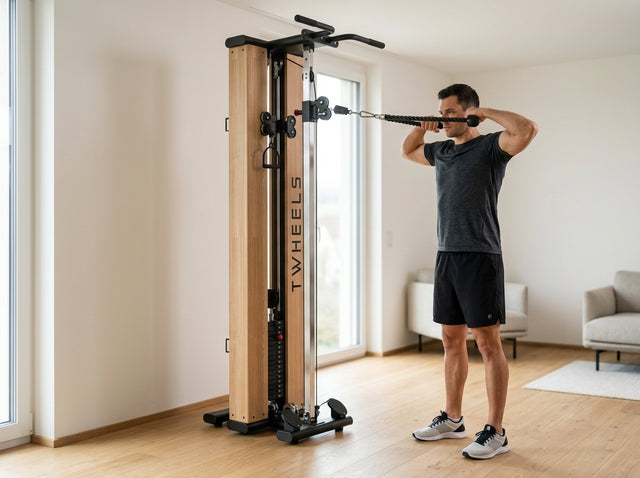 Face Pull (Seilzug zum Gesicht) auf dem Torre per trazioni fitness in legno di quercia – TWHEELS