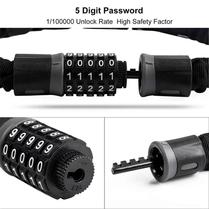 Chain lock with numbers in black