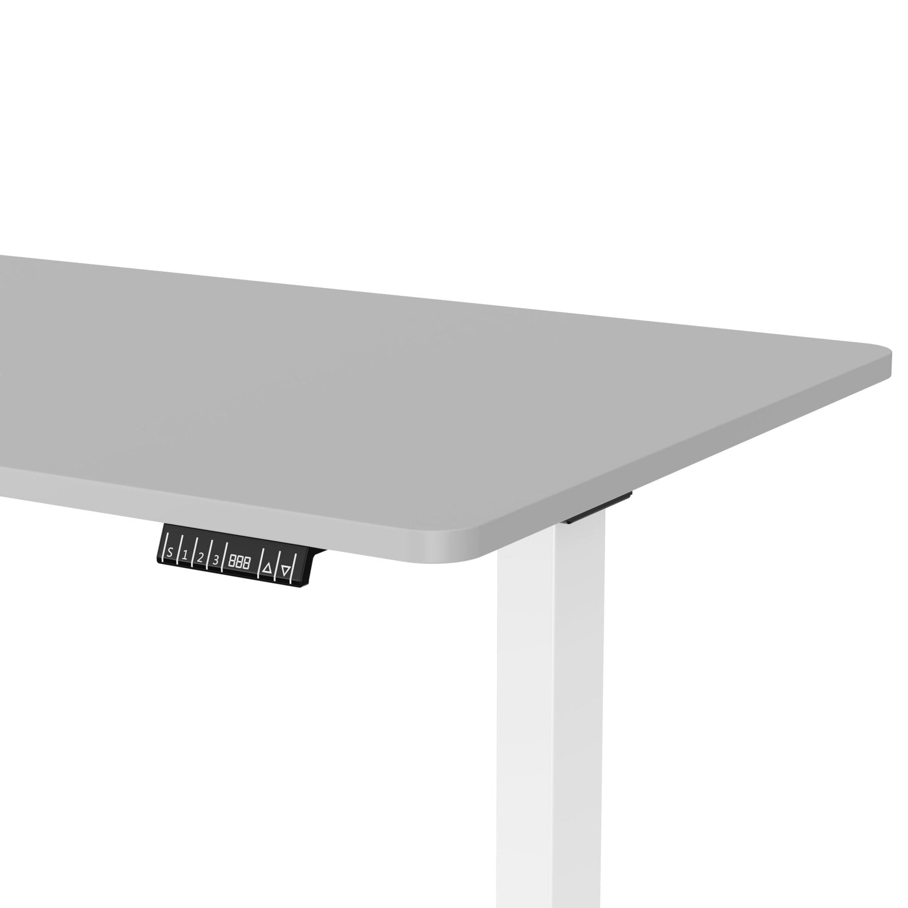 Elektrisch höhenverstellbarer TWHEELS Standing Desk im Homeoffice, eingestellt auf Stehhöhe