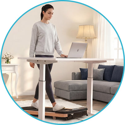 Fits under the standing desk for relaxed walking during home office work