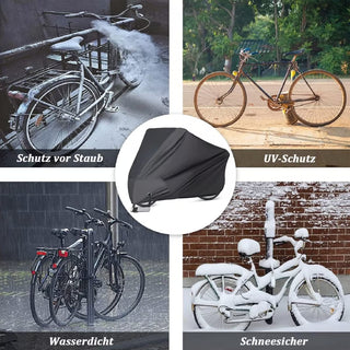 Schwarze, wetterfeste TWHEELS Fahrradschutzhülle für E-Bikes.