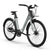 Graues E-Bike City Classic mit schwarzem Front-Gepäckträger, Schutzblechen und Scheibenbremsen.