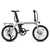 Silbernes E-Bike City Faltrad mit schwarzem Gepäckträger hinten.