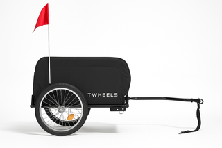 Stabiler TWHEELS Veloanhänger mit Kupplung für E-Bike und Fahrrad.