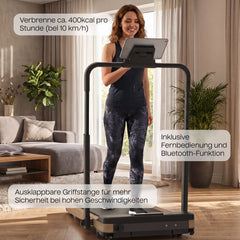 TWHEELS Walking Pad Laufband aus Eichenholz mit gedämpfter Lauffläche fürs Gehen im Alltag.