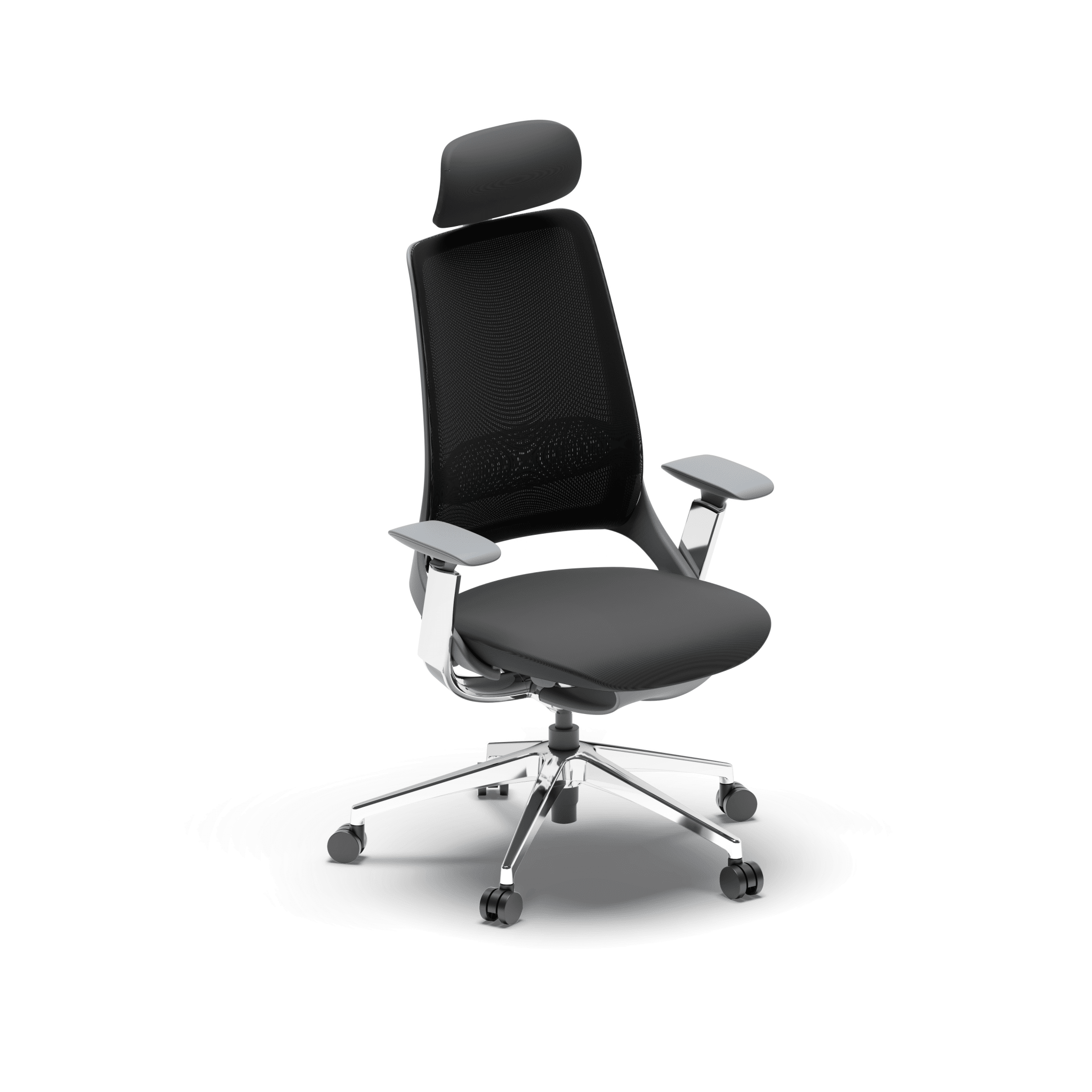 Ergonomischer TWHEELS Bürostuhl ProActive in Schwarz auf weissem Hintergrund