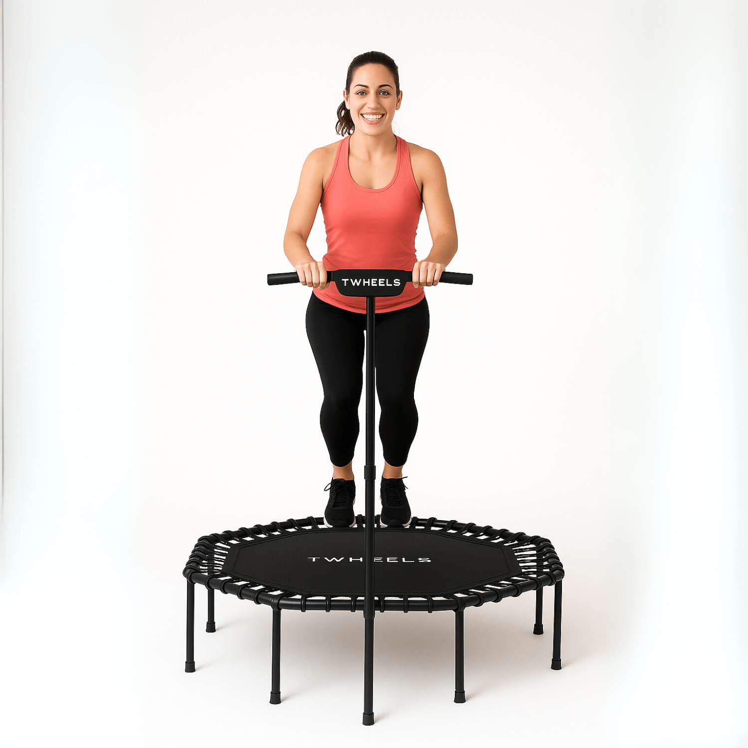 Fitness - Trampolin – höhenverstellbar mit T - Griff & Bungee - Federung - TWHEELS