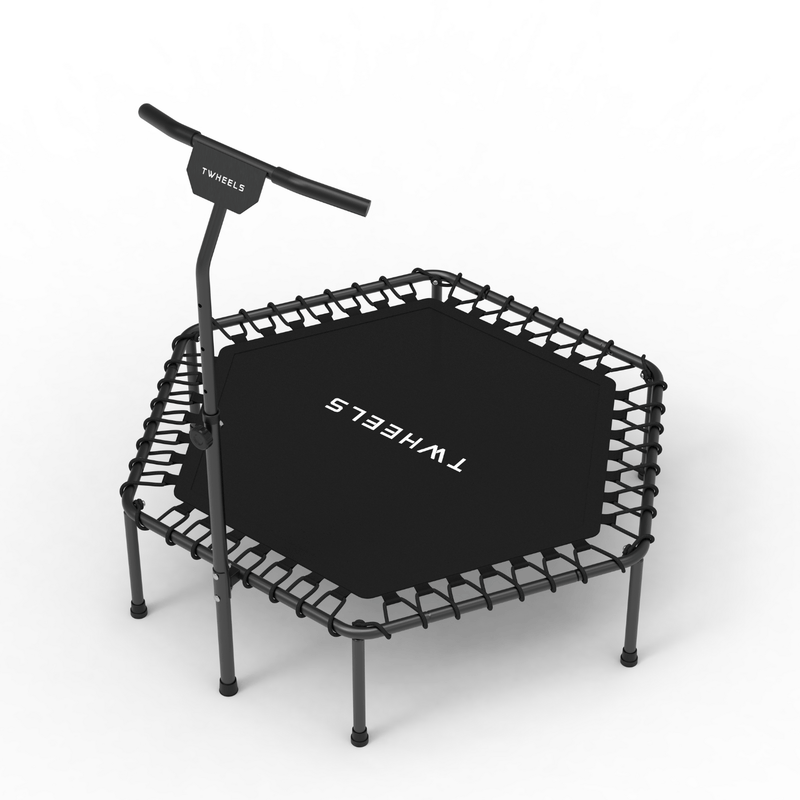Fitness - Trampolin – höhenverstellbar mit T - Griff & Bungee - Federung - TWHEELS