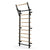 TWHEELS Sprossenwand aus schwarzem Stahl und Buchenholz mit Pull-up- und Dip-Station auf weissem Hintergrund.
