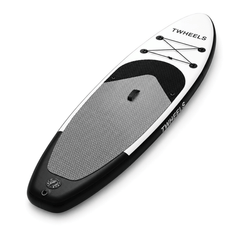 TWHEELS Stand-up-Paddleboard in Weiss und Schwarz, freigestellt in Dreiviertelansicht