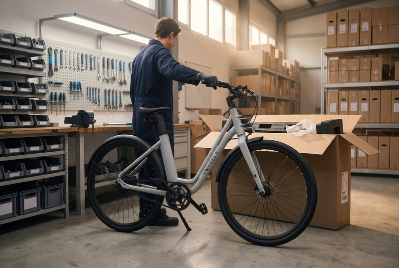 TWHEELS E-Bike City Classic montata, pronta per la spedizione