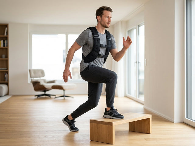 Step-ups und Treppensteigen mit Weste auf dem Giubbotto zavorrato