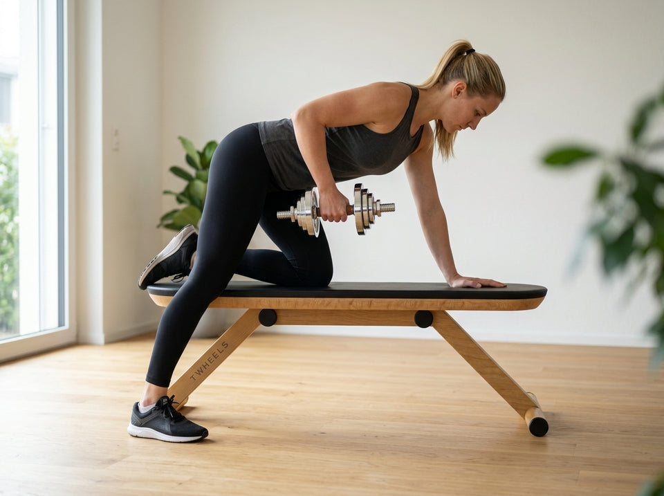 Einarmiges Kurzhantel-Rudern: Startposition