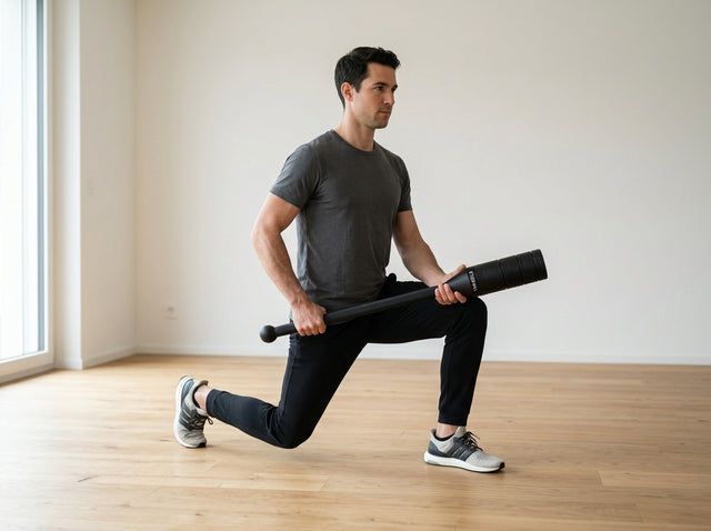 Ausfallschritt mit Rotation (Side-Load Lunge) auf dem Mace Bell con blocchi di peso regolabili da 6 a 16 kg