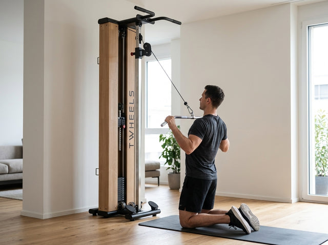 Latzug (Lat Pulldown) auf dem Torre per trazioni fitness in legno di quercia – TWHEELS