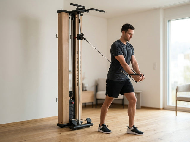 Holzfäller von oben (Woodchop) auf dem Torre per trazioni fitness in legno di quercia – TWHEELS
