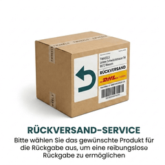 TWHEELS Paket mit Rücksendeetikett für den Rückversand-Service.